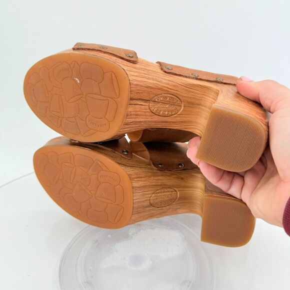 Kork-Ease Womens Darra Sandals Platform Block Heel Brown Slide Slip On Wooden 11 - Picture 13 of 14